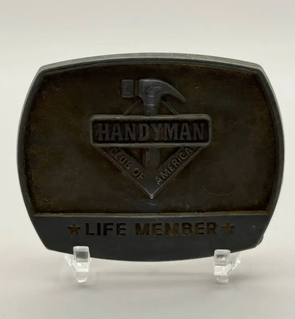 Handyman Club of America Life Member 1996 Belt Buckle Hammer Emblem Rectangular